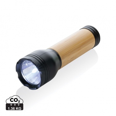 Logo trade promotional giveaways image of: Lucid 3W RCS certified recycled plastic & bamboo torch