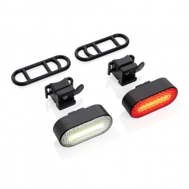 Logotrade business gift image of: Lumino RCS recycled plastic USB re-chargeable bike light set