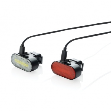 Logo trade corporate gift photo of: Lumino RCS recycled plastic USB re-chargeable bike light set