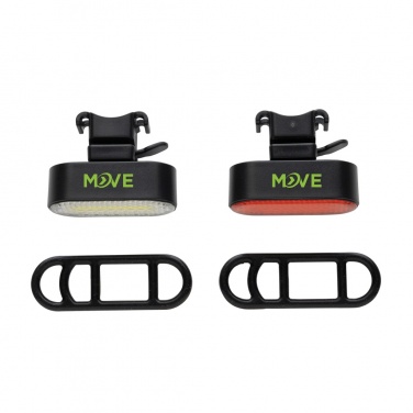 Logo trade promotional items image of: Lumino RCS recycled plastic USB re-chargeable bike light set