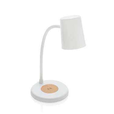 Logotrade promotional merchandise picture of: Zenara RCS recycled plastic and cork 15W wireless desk lamp