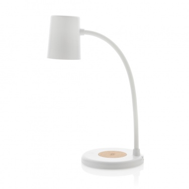 Logo trade advertising products picture of: Zenara RCS recycled plastic and cork 15W wireless desk lamp