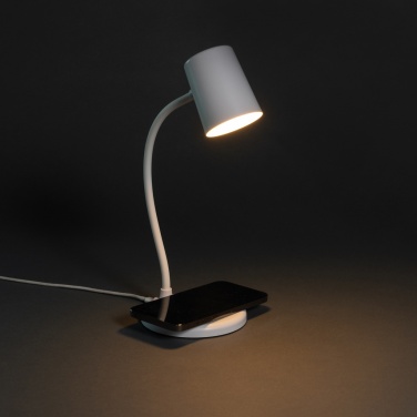 Logotrade business gift image of: Zenara RCS recycled plastic and cork 15W wireless desk lamp