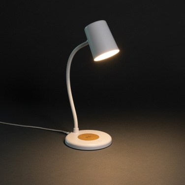 Logotrade corporate gift image of: Zenara RCS recycled plastic and cork 15W wireless desk lamp