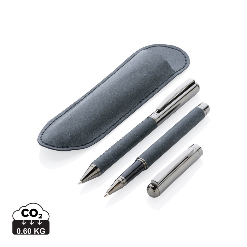 Logo trade promotional merchandise photo of: Recycled leather pen set