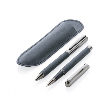 Logo trade promotional item photo of: Recycled leather pen set