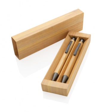 Logotrade corporate gift image of: Bamboo modern pen set in box