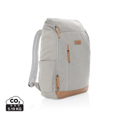 Logo trade corporate gift photo of: Impact AWARE™ 16 oz. recycled canvas 15" laptop backpack