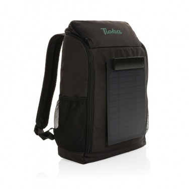 Logo trade promotional products image of: Pedro AWARE™ RPET deluxe backpack with 5W solar panel