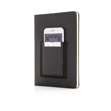 Logo trade promotional gifts picture of: Deluxe A5 Notebook with phone pocket