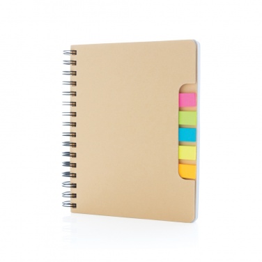 Logo trade promotional item photo of: A5 Kraft spiral notebook with sticky notes