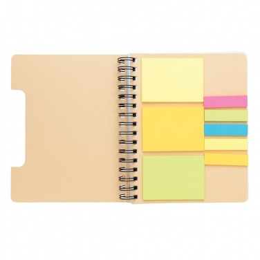 Logo trade business gifts image of: A5 Kraft spiral notebook with sticky notes