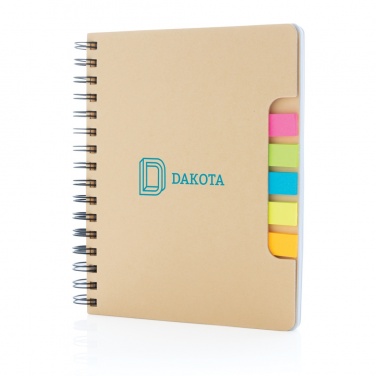 Logo trade advertising product photo of: A5 Kraft spiral notebook with sticky notes