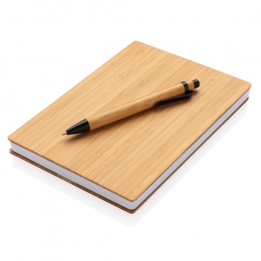 Logo trade promotional gifts picture of: A5 Bamboo notebook & pen set