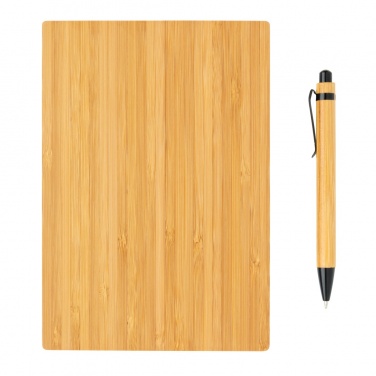 Logo trade business gifts image of: A5 Bamboo notebook & pen set