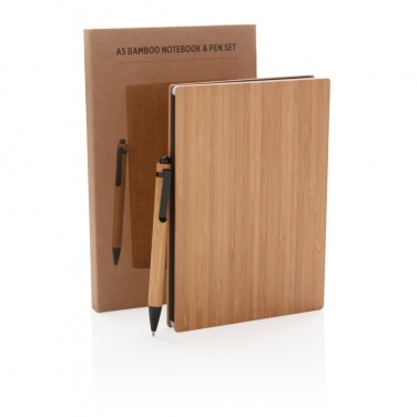 Logotrade promotional products photo of: A5 Bamboo notebook & pen set