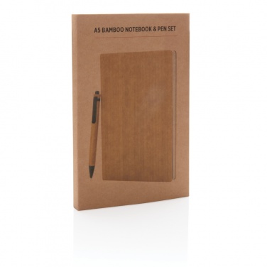 Logo trade advertising product photo of: A5 Bamboo notebook & pen set