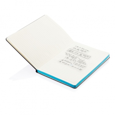 Logo trade promotional gifts picture of: Deluxe hardcover A5 notebook with coloured side