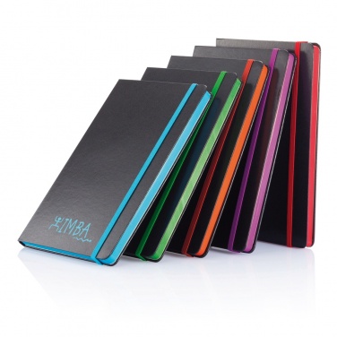 Logo trade promotional products image of: Deluxe hardcover A5 notebook with coloured side