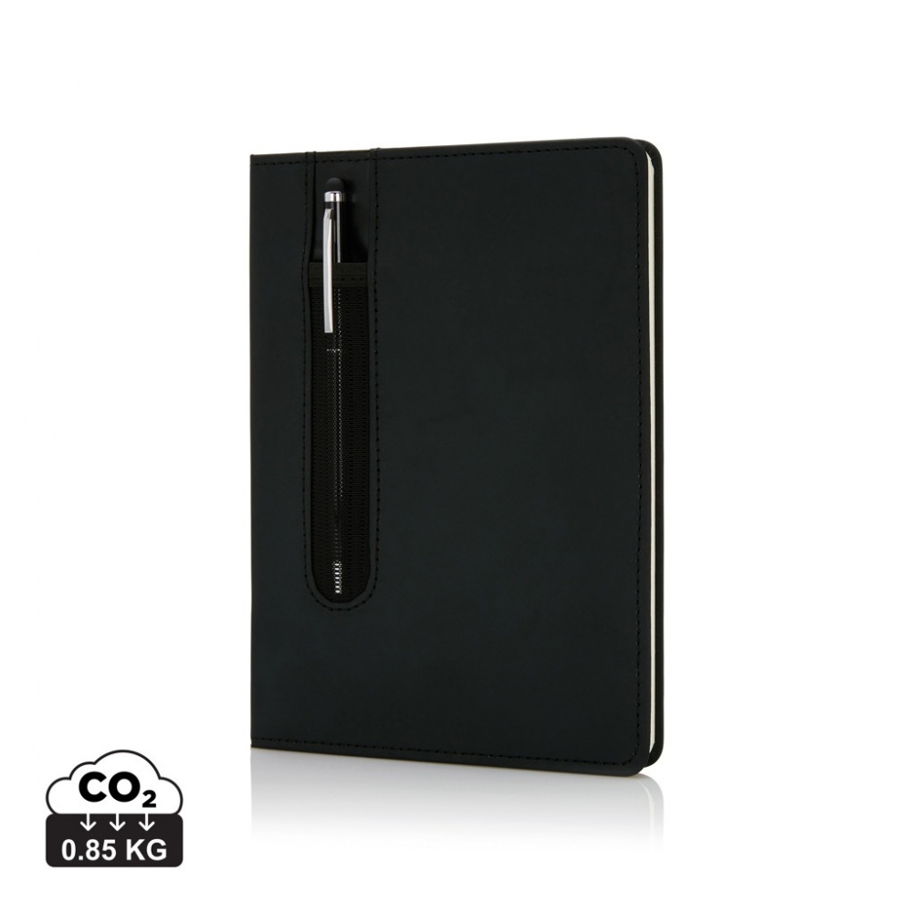 Logo trade promotional merchandise image of: Standard hardcover PU A5 notebook with stylus pen