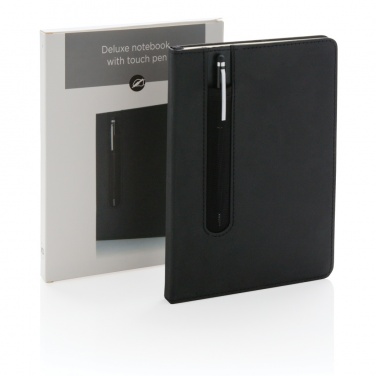 Logo trade promotional items image of: Standard hardcover PU A5 notebook with stylus pen