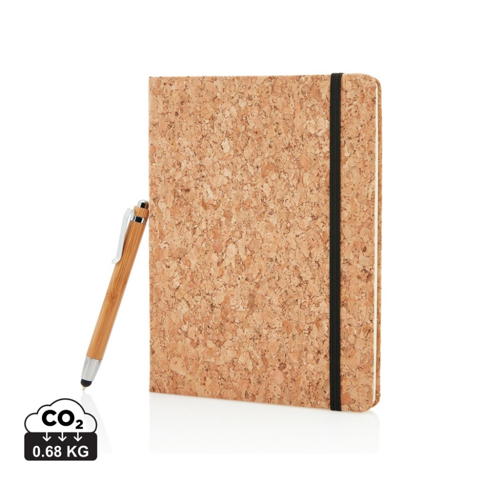 Logotrade promotional giveaway image of: A5 notebook with bamboo pen including stylus