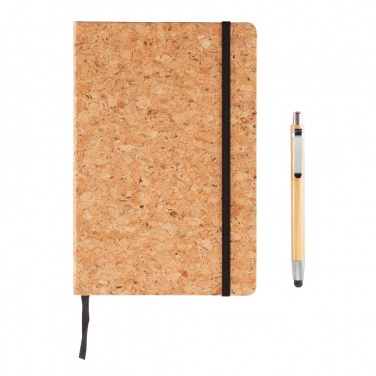 Logotrade promotional product picture of: A5 notebook with bamboo pen including stylus