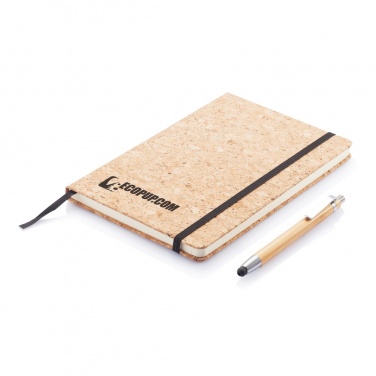 Logotrade promotional product picture of: A5 notebook with bamboo pen including stylus