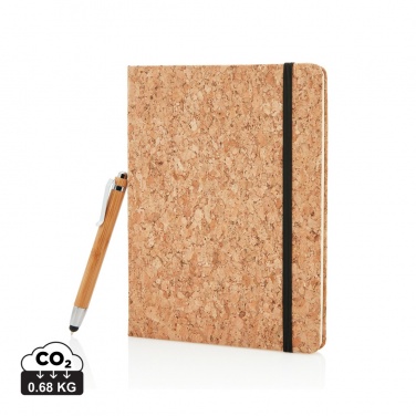 Logo trade corporate gift photo of: A5 notebook with bamboo pen including stylus