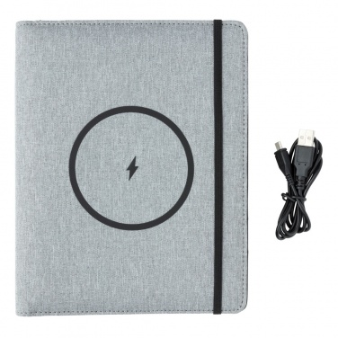 Logo trade advertising product photo of: Air 5W wireless charging notebook with 5000mAh powerbank