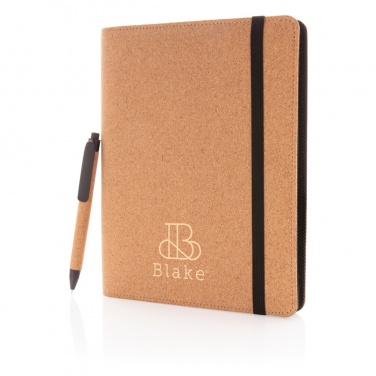 Logo trade promotional items picture of: Deluxe cork portfolio A5 with pen