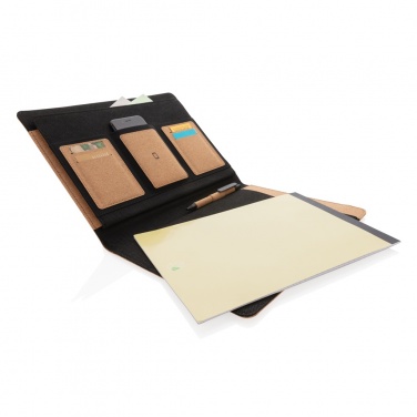 Logo trade promotional items image of: Deluxe cork portfolio A4 with pen