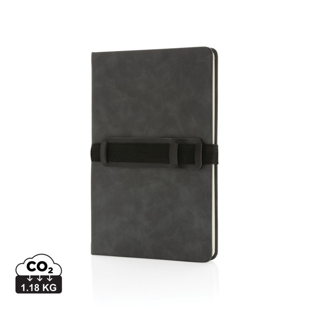 Logotrade corporate gifts photo of: Deluxe hardcover PU notebook A5 with phone and pen holder