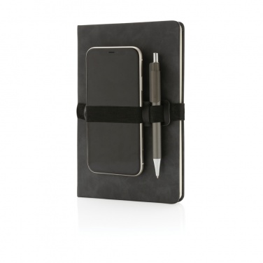 Logotrade promotional product picture of: Deluxe hardcover PU notebook A5 with phone and pen holder