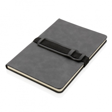 Logo trade promotional gifts picture of: Deluxe hardcover PU notebook A5 with phone and pen holder