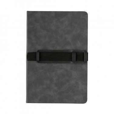 Logo trade advertising products picture of: Deluxe hardcover PU notebook A5 with phone and pen holder