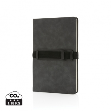 Logotrade promotional gift image of: Deluxe hardcover PU notebook A5 with phone and pen holder