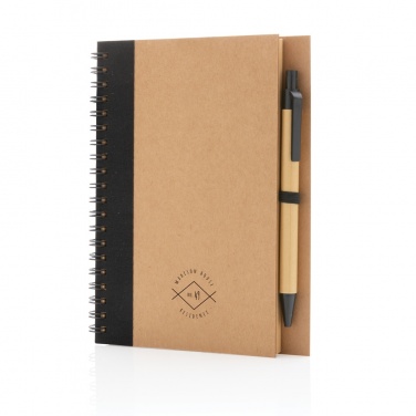 Logo trade promotional merchandise picture of: Kraft spiral notebook with pen