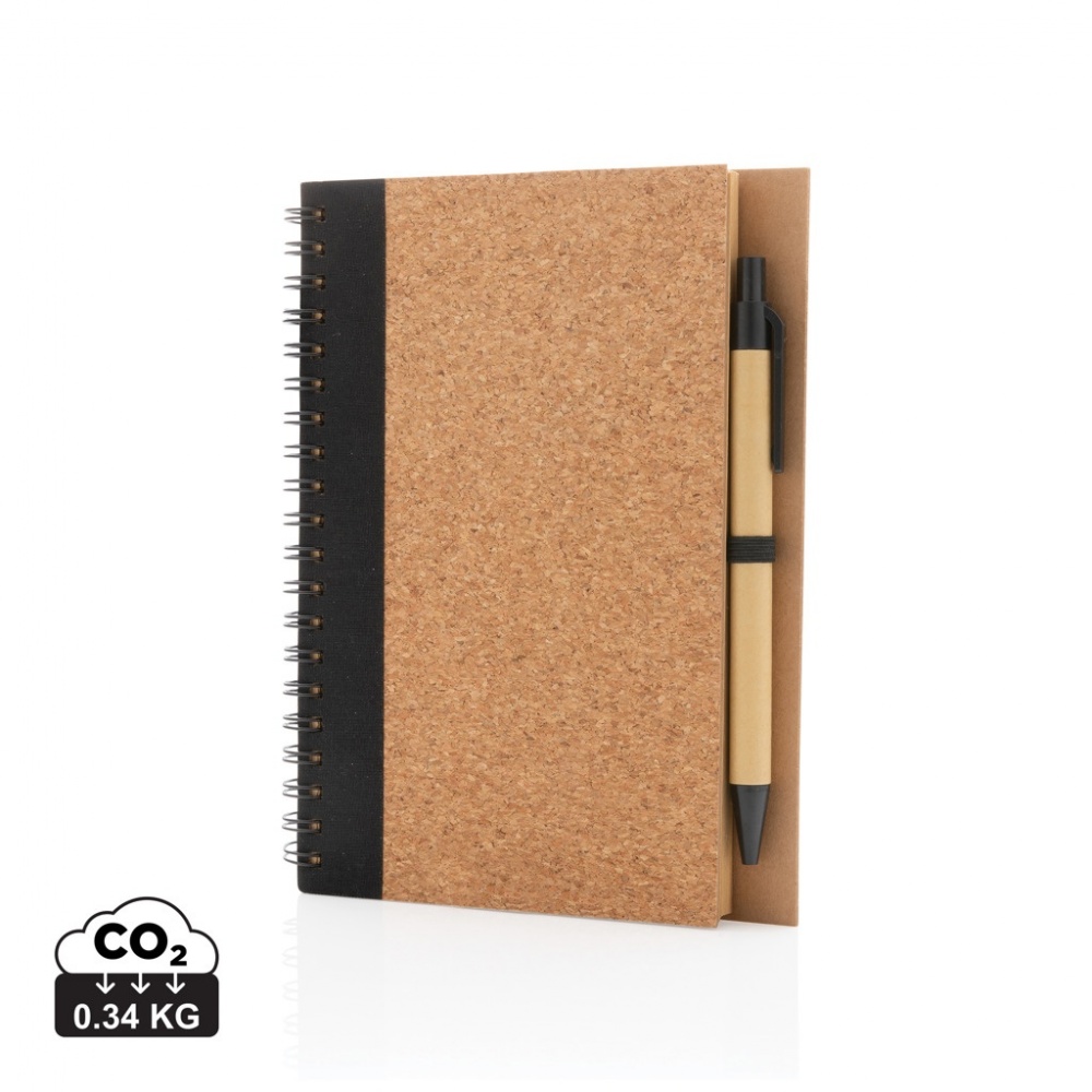 Logo trade promotional items picture of: Cork spiral notebook with pen