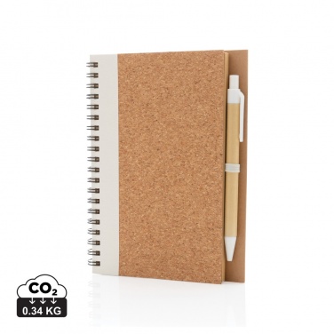 Logo trade corporate gift photo of: Cork spiral notebook with pen