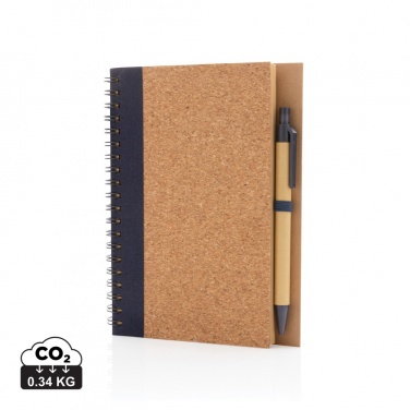 Logo trade promotional giveaways image of: Cork spiral notebook with pen