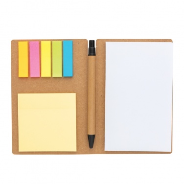 Logo trade advertising product photo of: Kraft sticky notes A6 booklet with pen