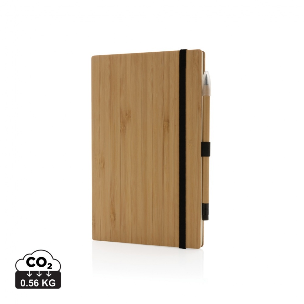 Logo trade promotional items image of: Bamboo notebook and infinity pencil set