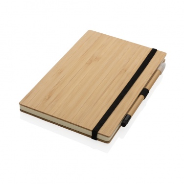 Logo trade promotional giveaways image of: Bamboo notebook and infinity pencil set