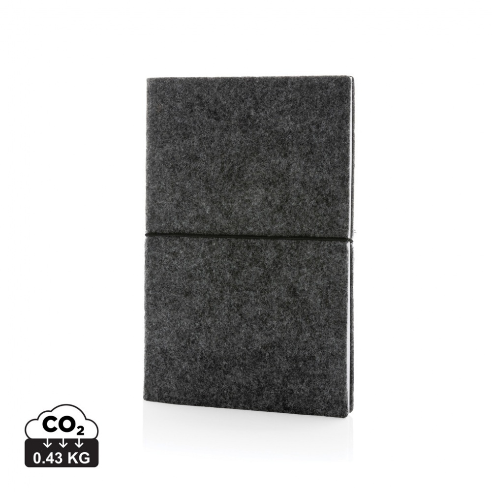 Logotrade promotional product image of: GRS certified recycled felt A5 softcover notebook