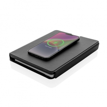 Logotrade promotional gift image of: Swiss Peak RCS rePU notebook with 2-in-1 wireless charger