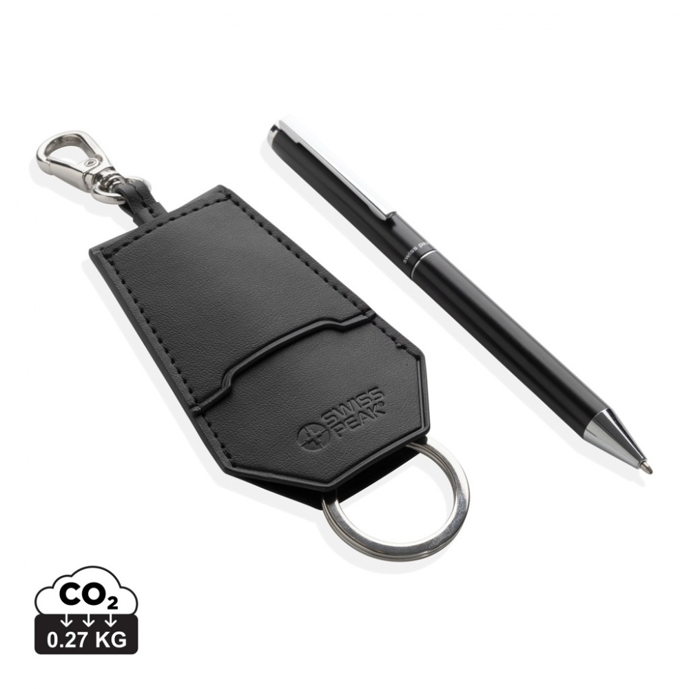 Logo trade promotional gifts image of: SP Tula RCS certified recycled PU key holder and pen set