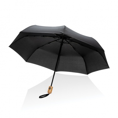 Logotrade promotional product picture of: 21" Impact AWARE™ RPET 190T bamboo auto open/close umbrella