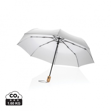 Logo trade promotional gifts picture of: 21" Impact AWARE™ RPET 190T bamboo auto open/close umbrella