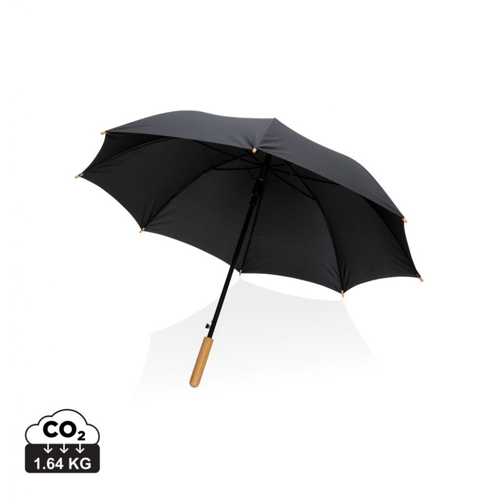 Logotrade advertising product picture of: 23" Impact AWARE™ RPET 190T auto open bamboo umbrella